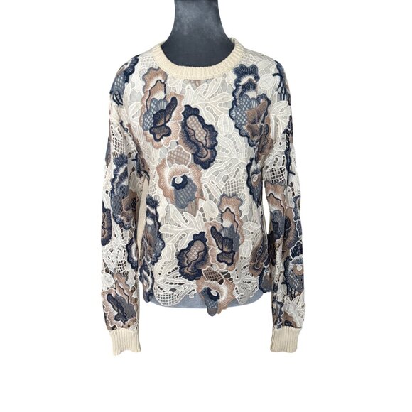 See by Chloe Floral Lace Embroidered Sweater Size S - Picture 2 of 9